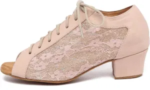 AOQUNFS Women Ballroom Dance Shoes Lace-up Latin Salsa Practice Teaching Dance Shoes,L595
