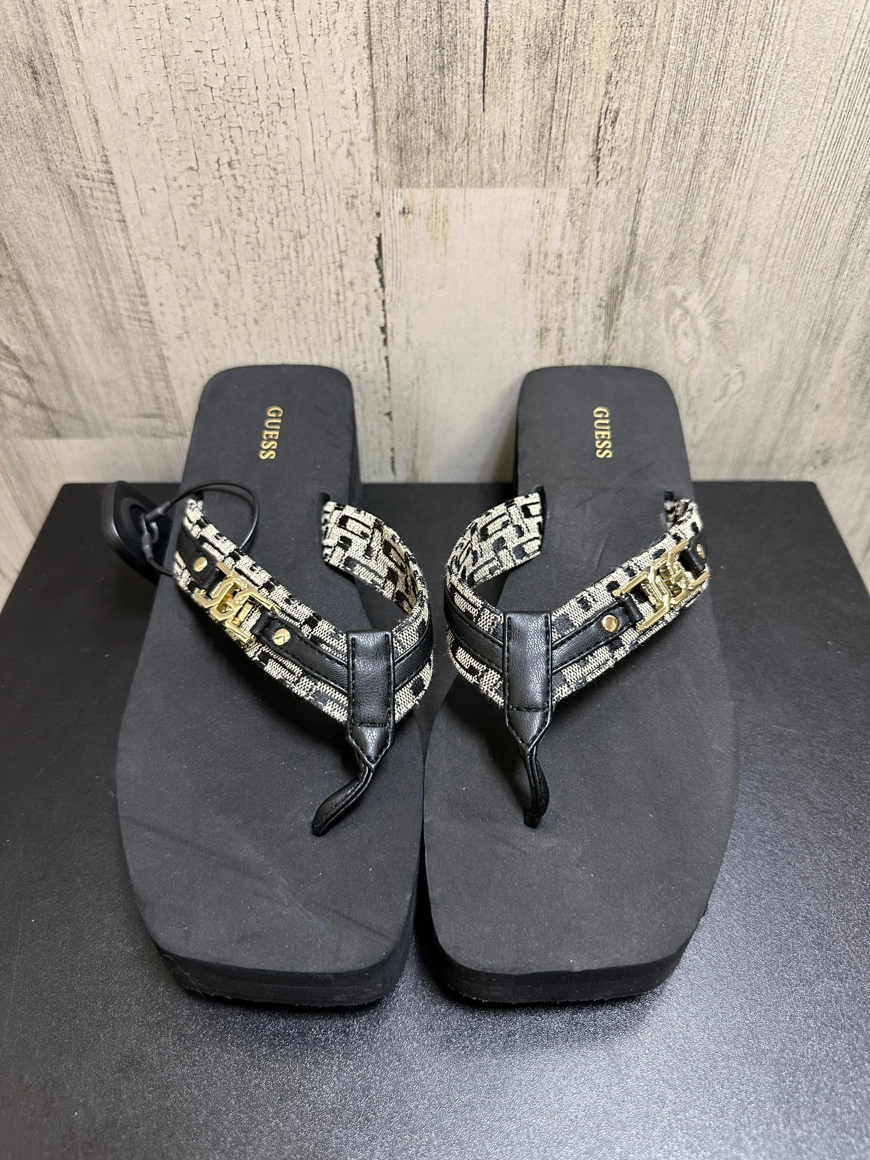 Black Sandals Heels Platform Guess, Size 10