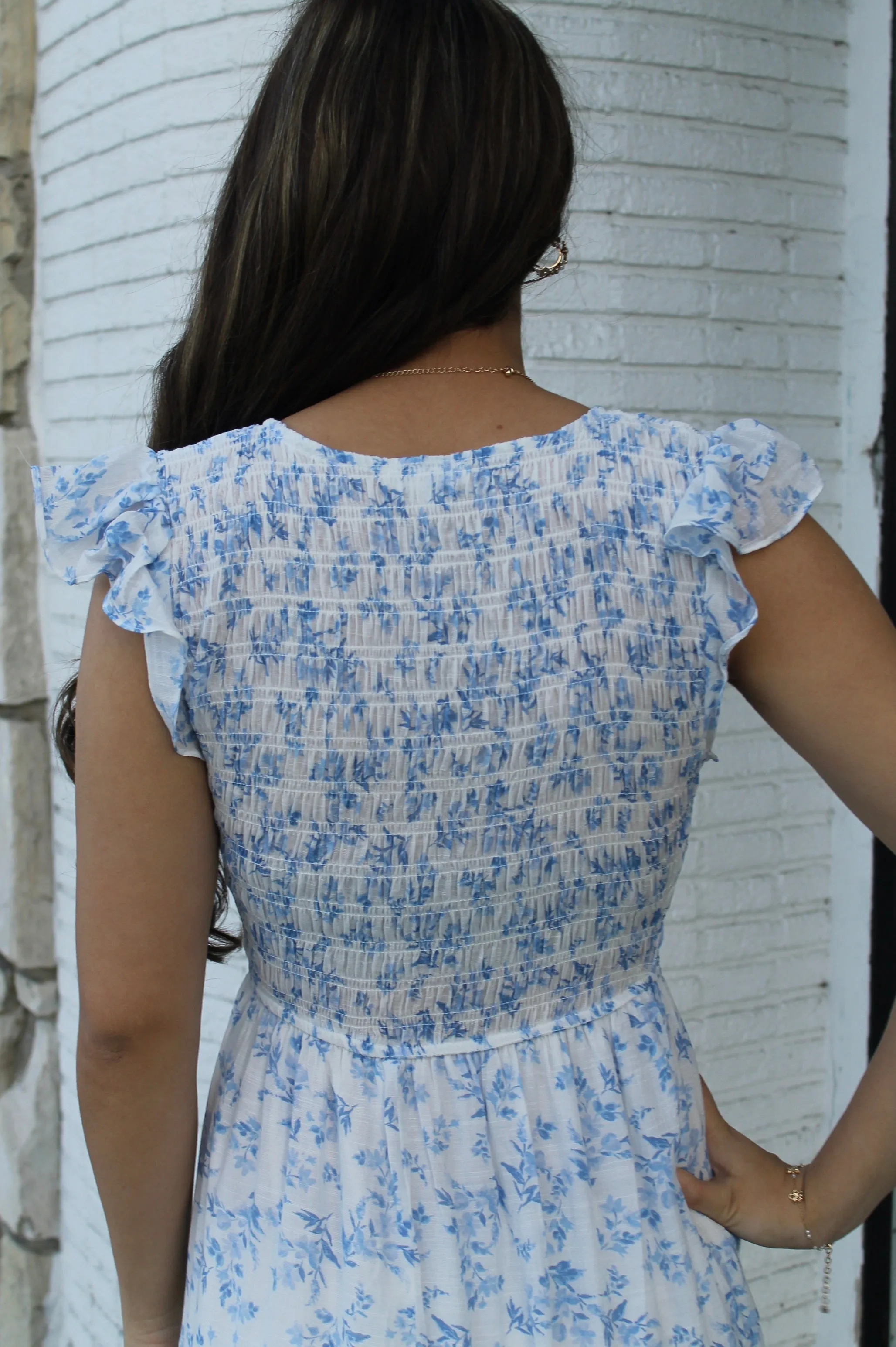 Blue & White Floral Midi