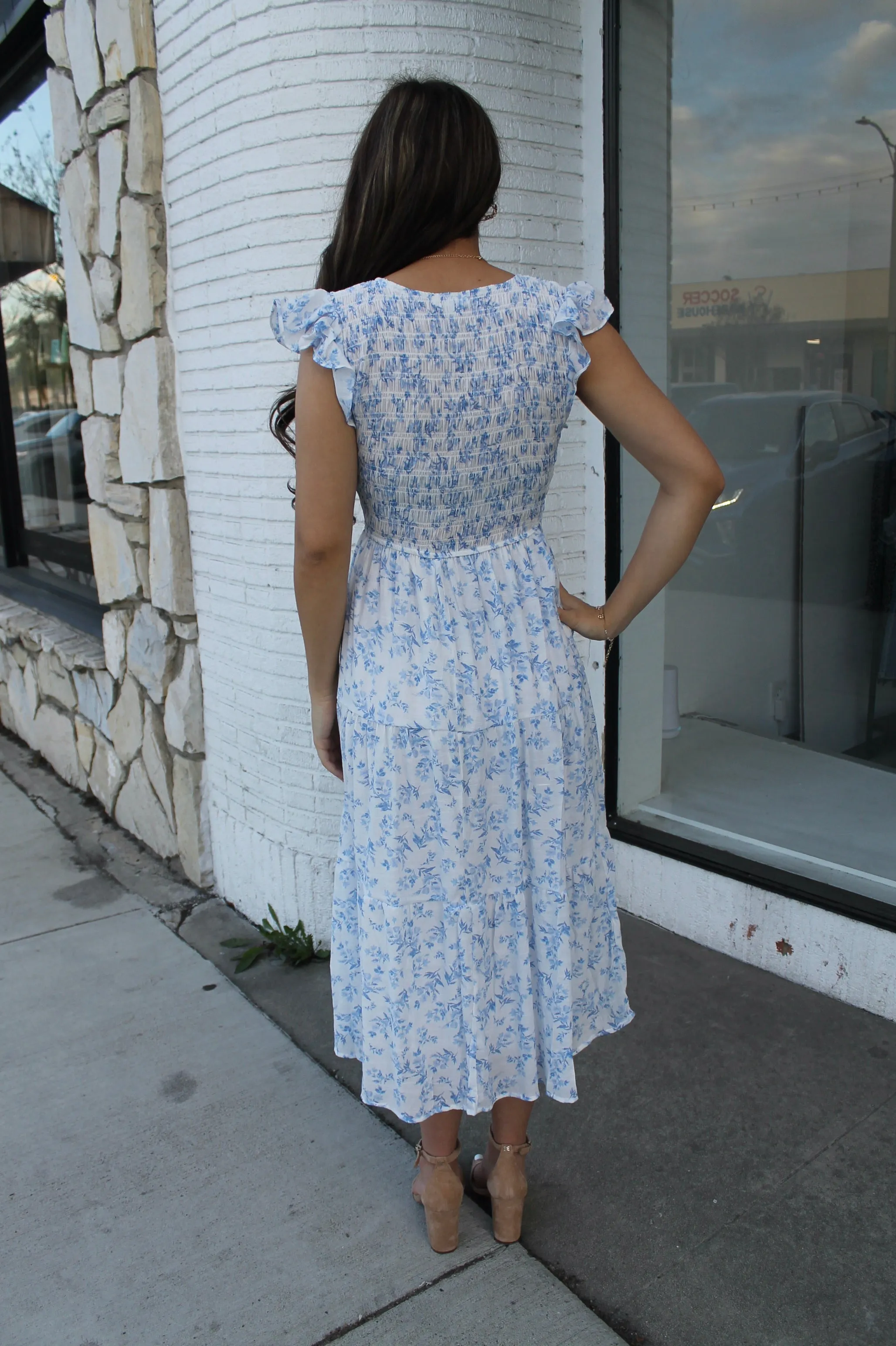 Blue & White Floral Midi
