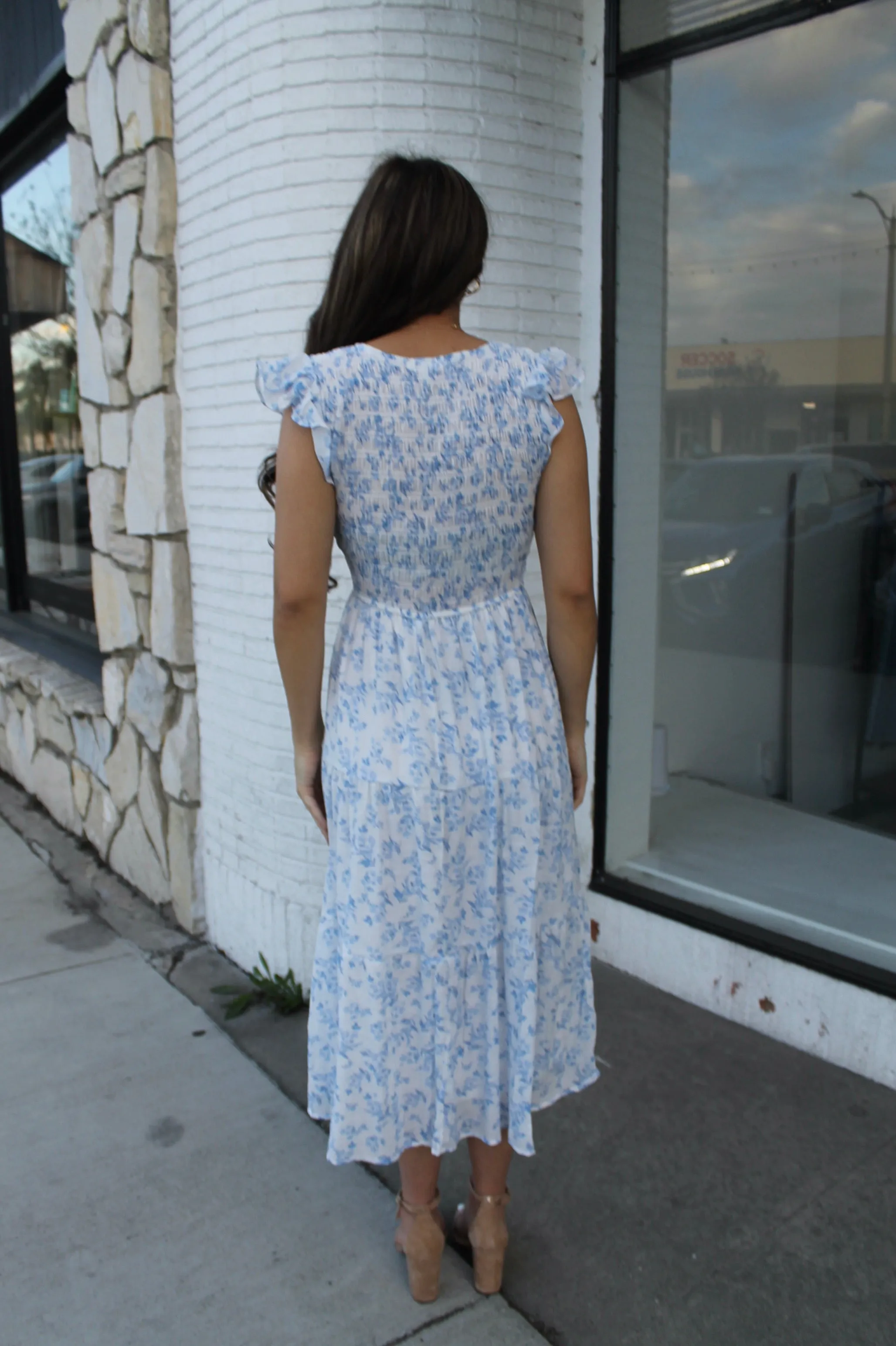 Blue & White Floral Midi