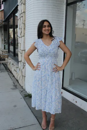 Blue & White Floral Midi