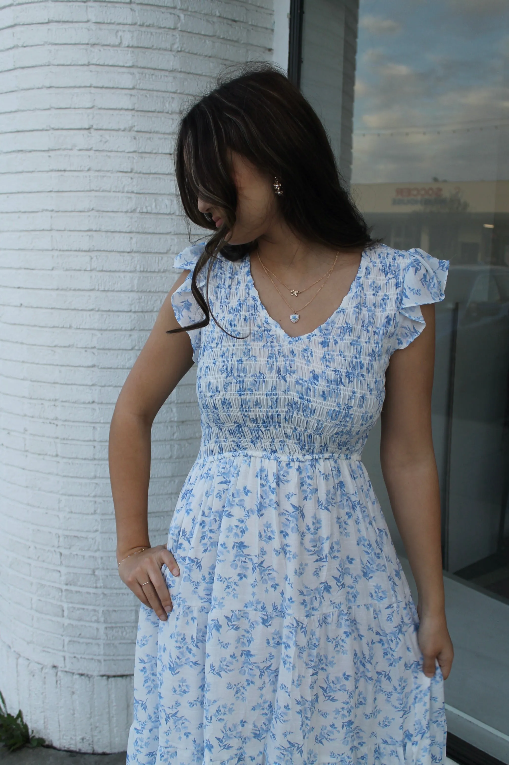 Blue & White Floral Midi