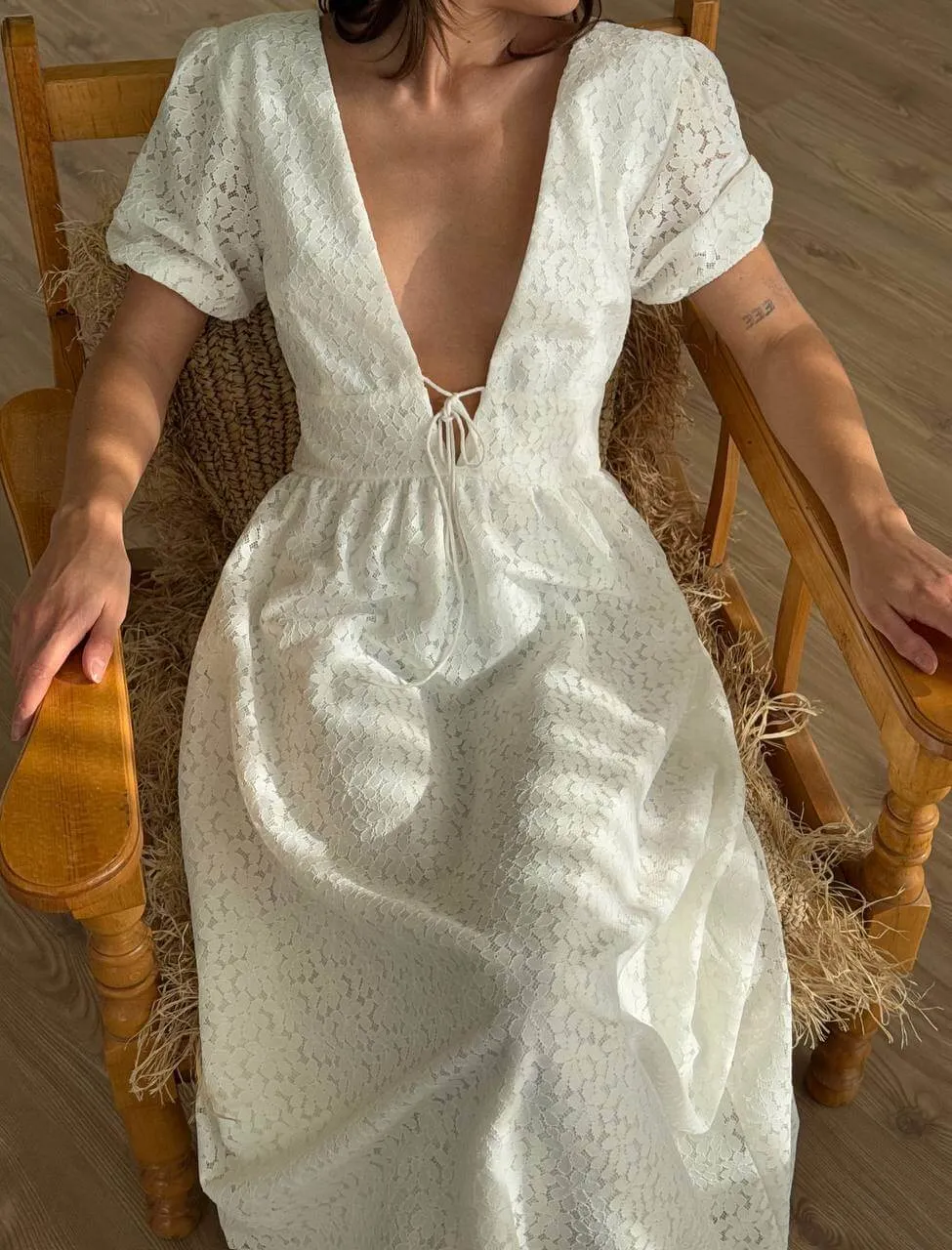 Breezy Boho Maxi: White Open Back Dress for Summer Days