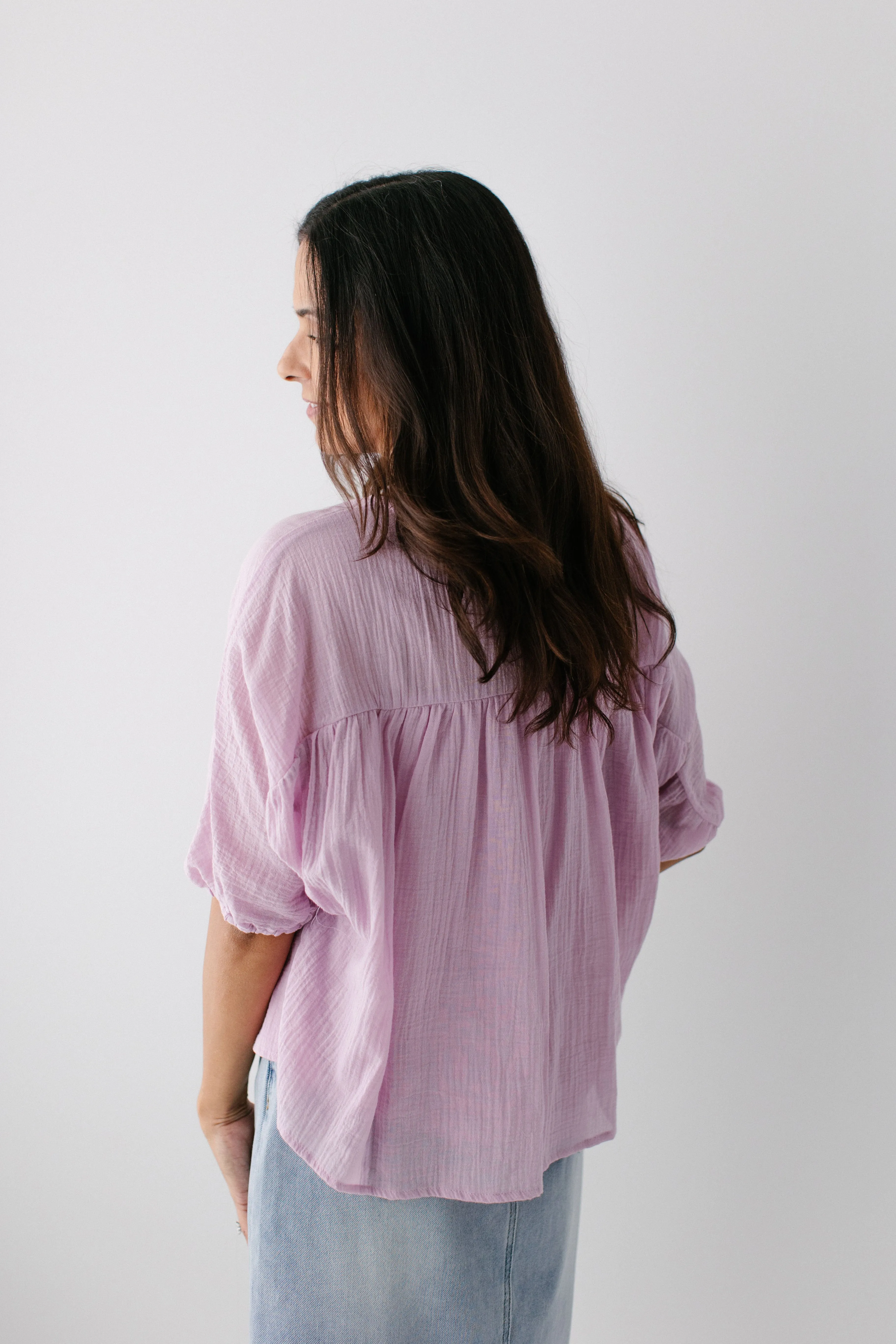 'Cerelia' Cotton Gauze Batwing Sleeve Top in Orchid FINAL SALE