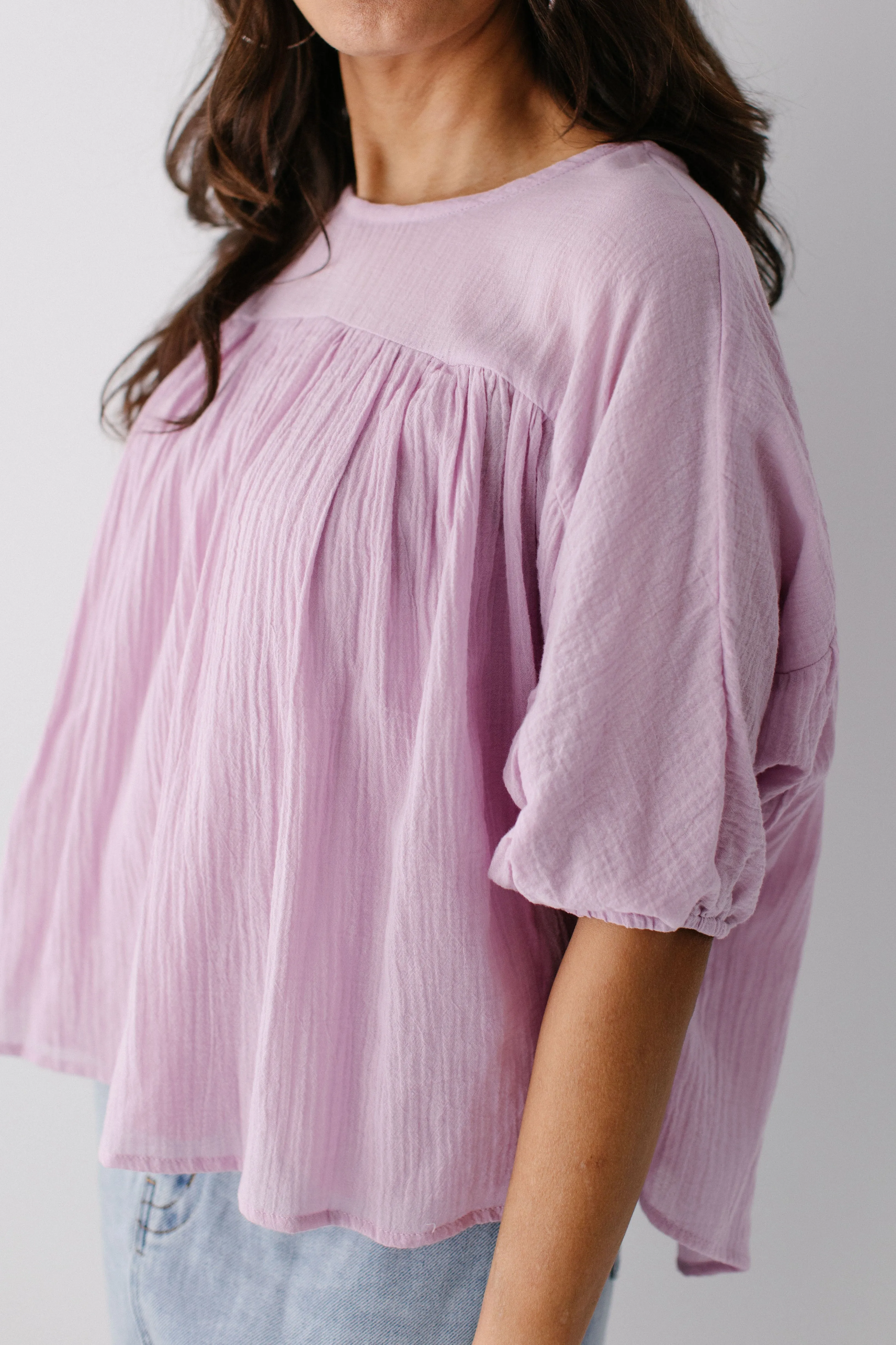 'Cerelia' Cotton Gauze Batwing Sleeve Top in Orchid FINAL SALE