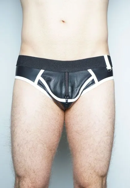 Classic Lthr Brief-B/W