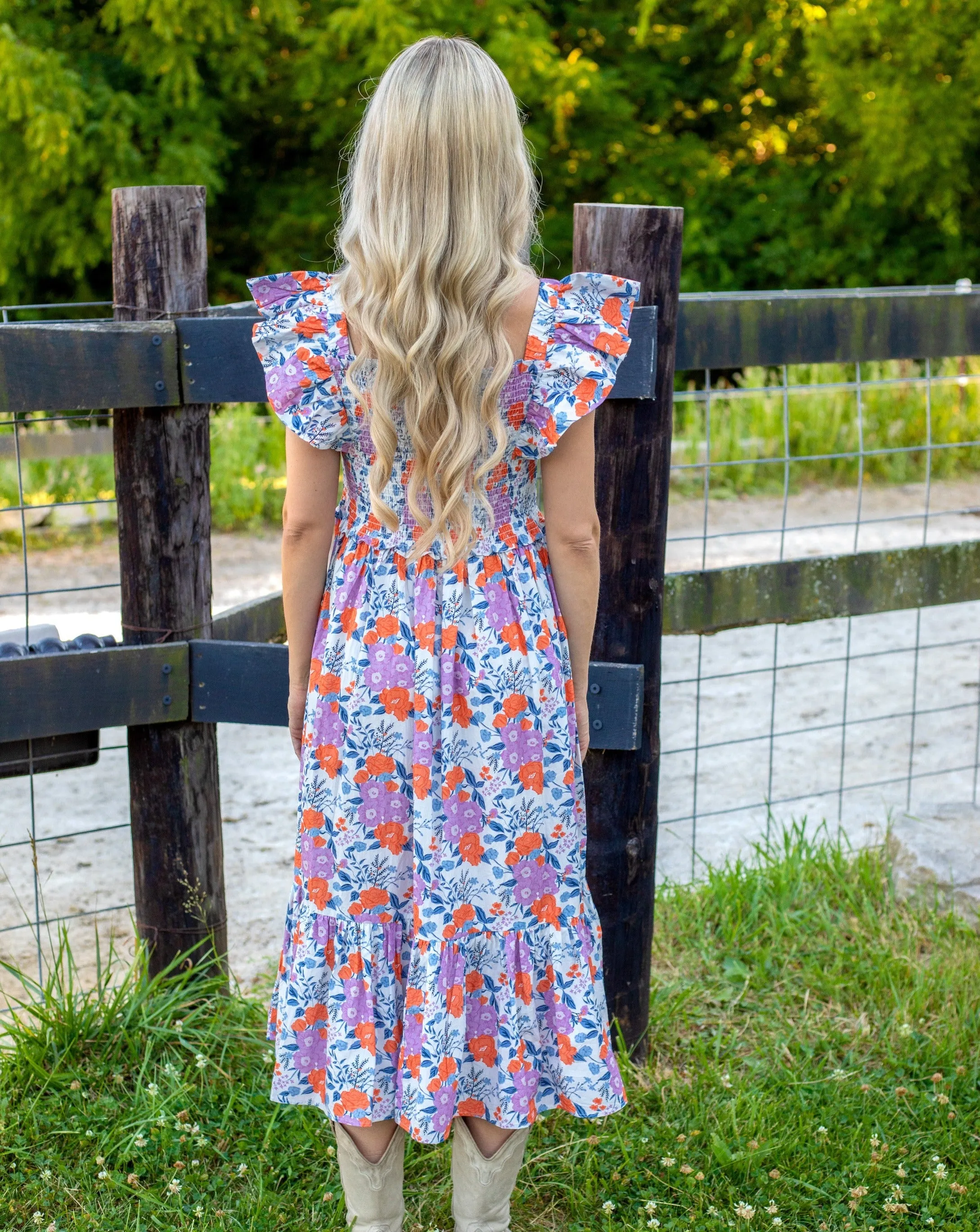 Country Couture Midi Dress - Purple Floral Chintz | Western & Preppy Elegance