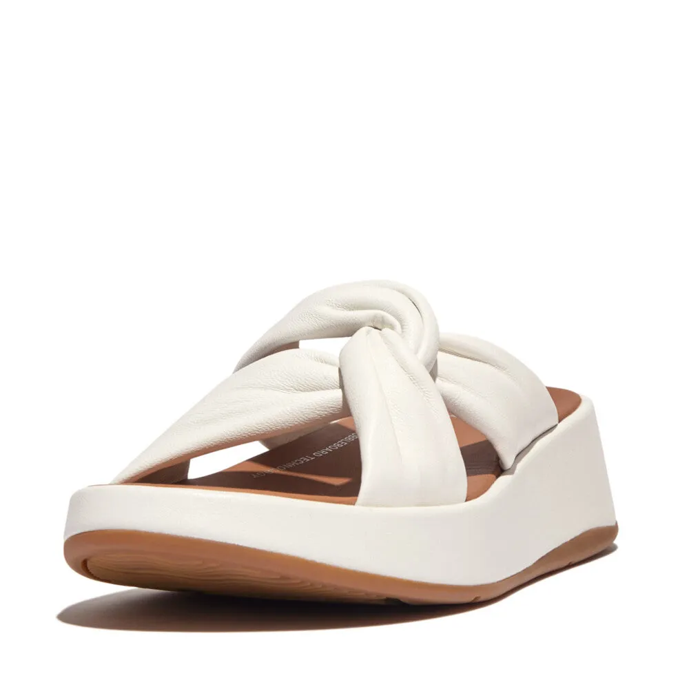 FitFlop F-Mode Leather Twist Flatform Slides White
