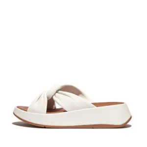 FitFlop F-Mode Leather Twist Flatform Slides White