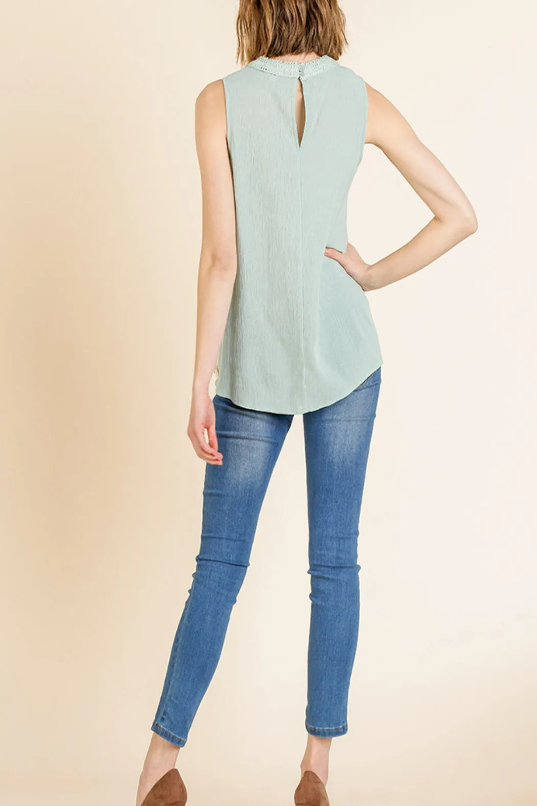 Floral Print Eyelet Top