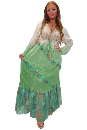Floral Sequin Cinched Waist With Tie Detail Dress