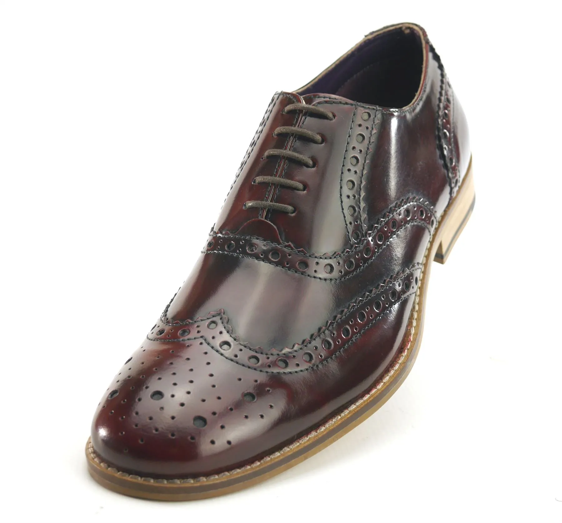 Frank James Newman Mens Leather Lace Hi Shine Formal Brogue Shoes