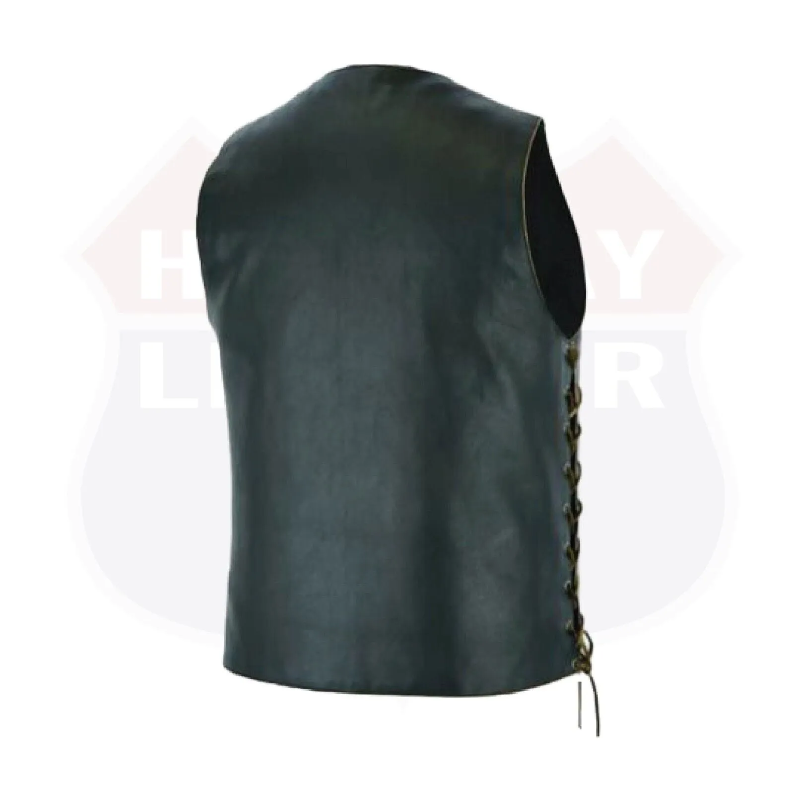 HL3540RUB-BRN Antique Brown Men's Leather Vest 7 Pockets Biker Real Cowhide