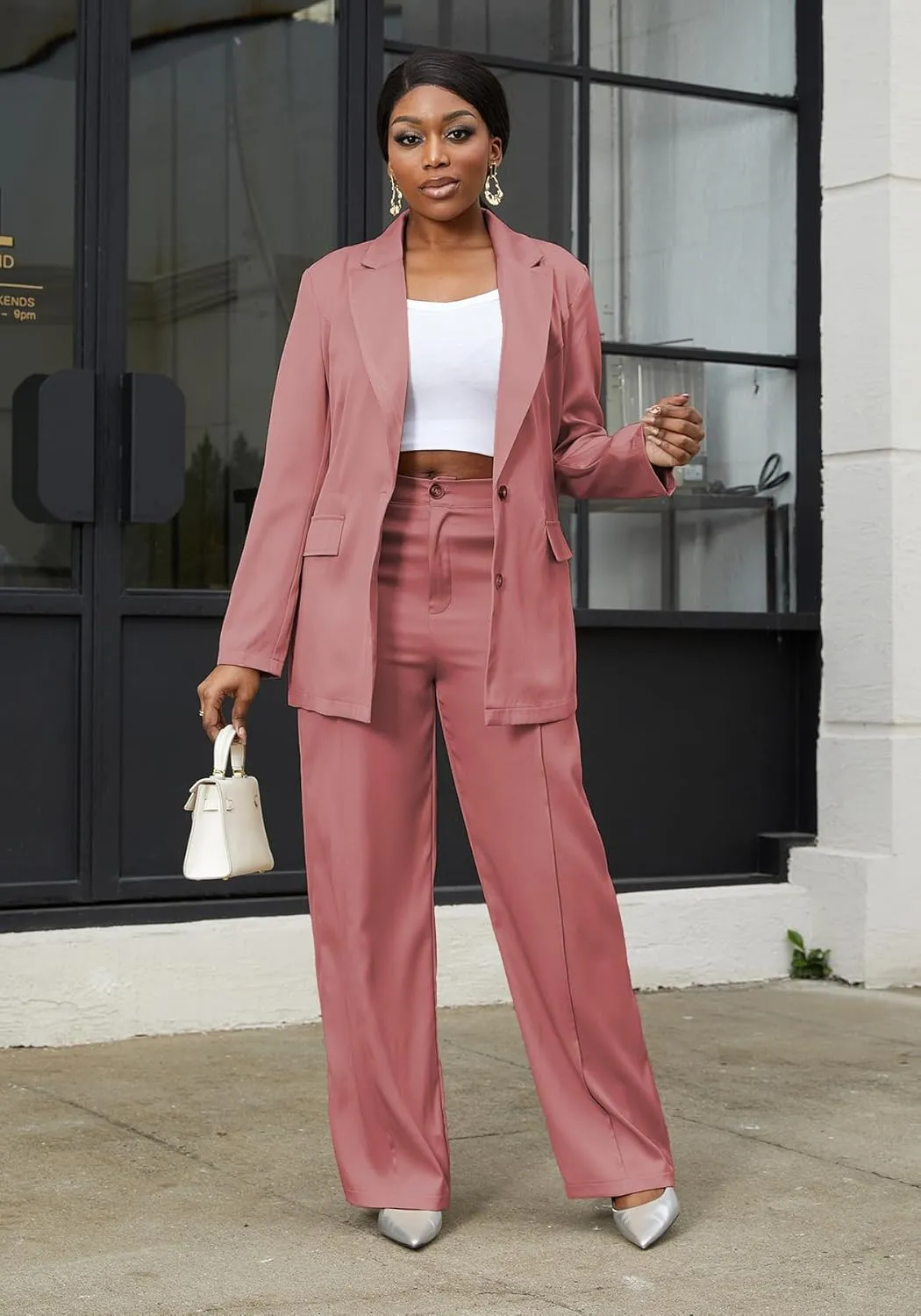 HuiSiFang Women's Pants Suits 2 Piece Blazer Set Dressy Work Office Professional Business Casual Outfits