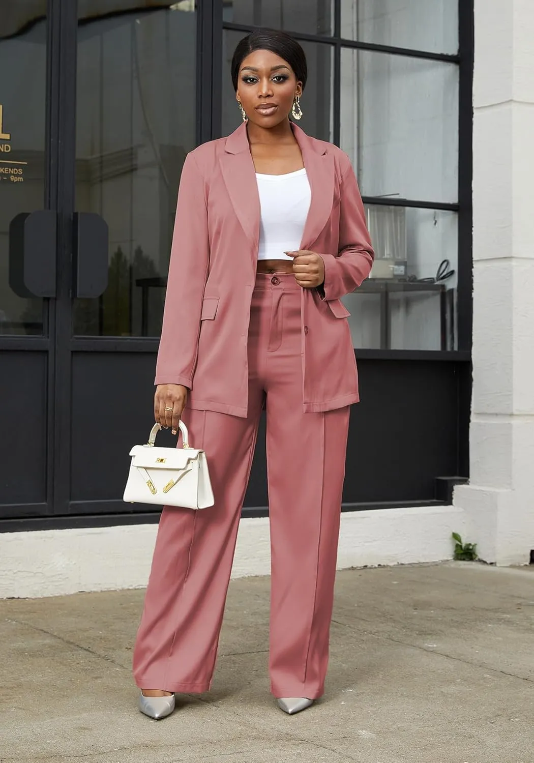 HuiSiFang Women's Pants Suits 2 Piece Blazer Set Dressy Work Office Professional Business Casual Outfits