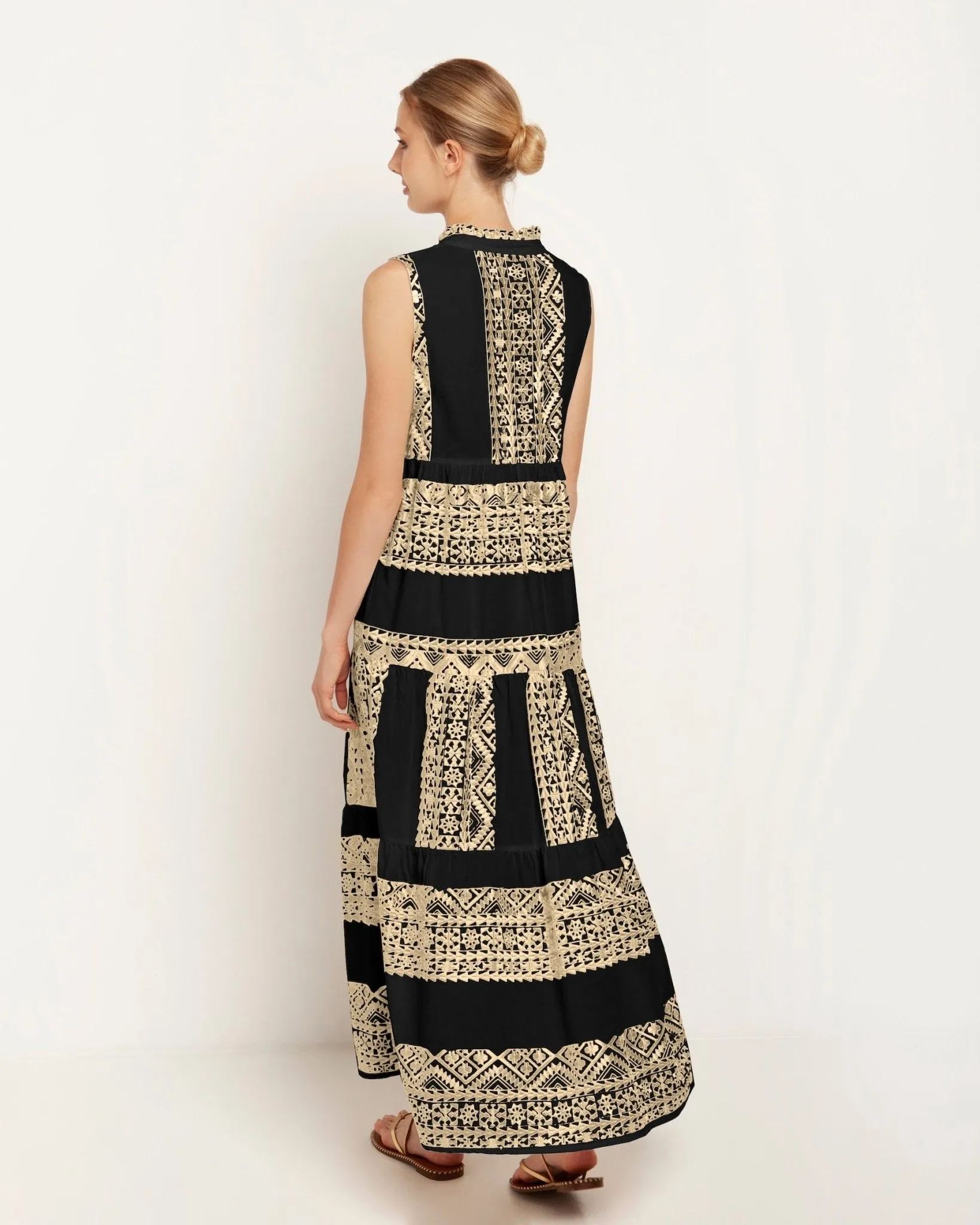 Kori Cotton Maxi Dress | Black & Gold