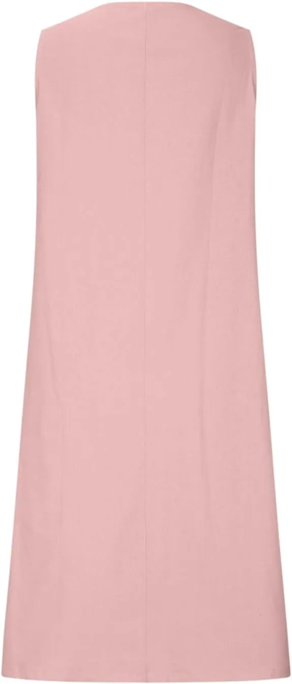 Linen Dresses for Women Casual Summer Sleeveless Loose Midi Dress Lightweight Dresses Business Casual Outfits