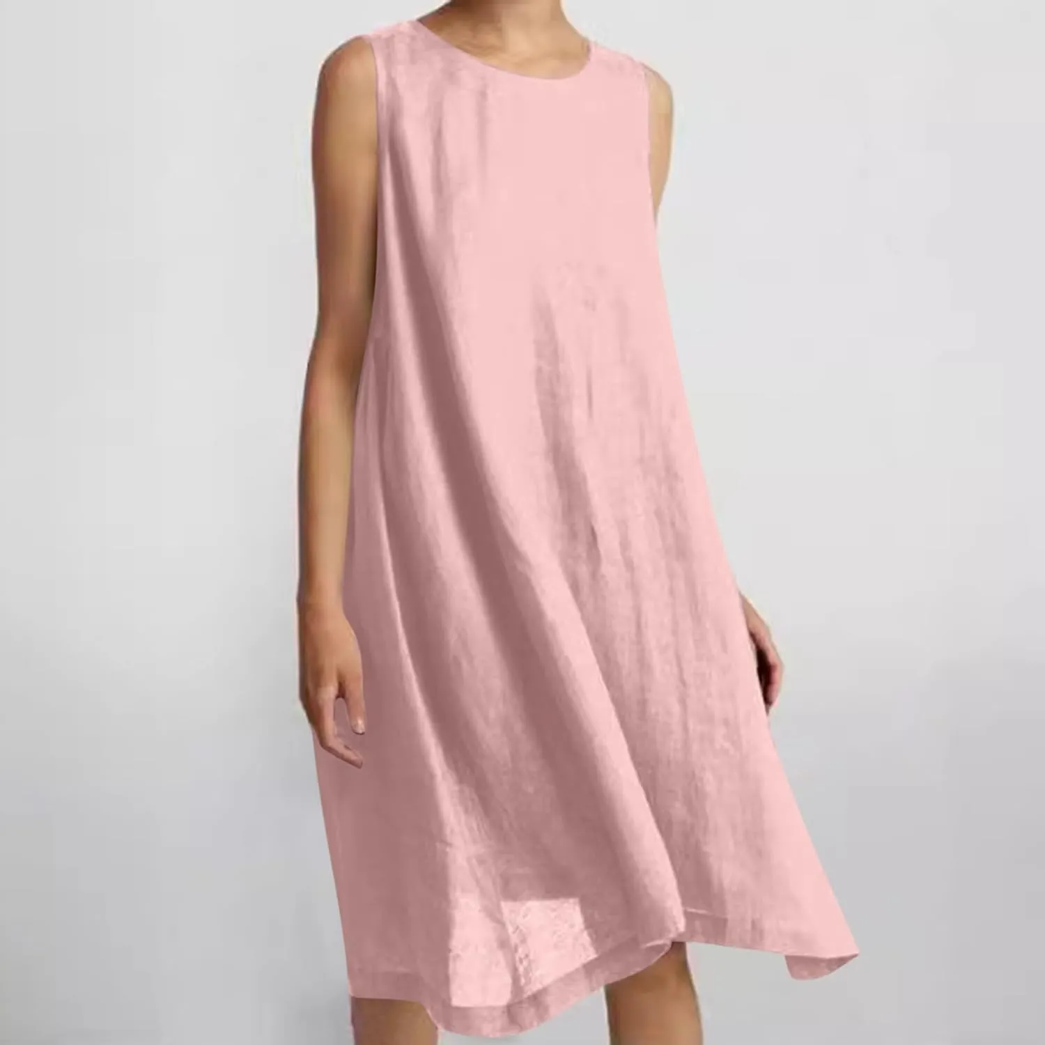 Linen Dresses for Women Casual Summer Sleeveless Loose Midi Dress Lightweight Dresses Business Casual Outfits