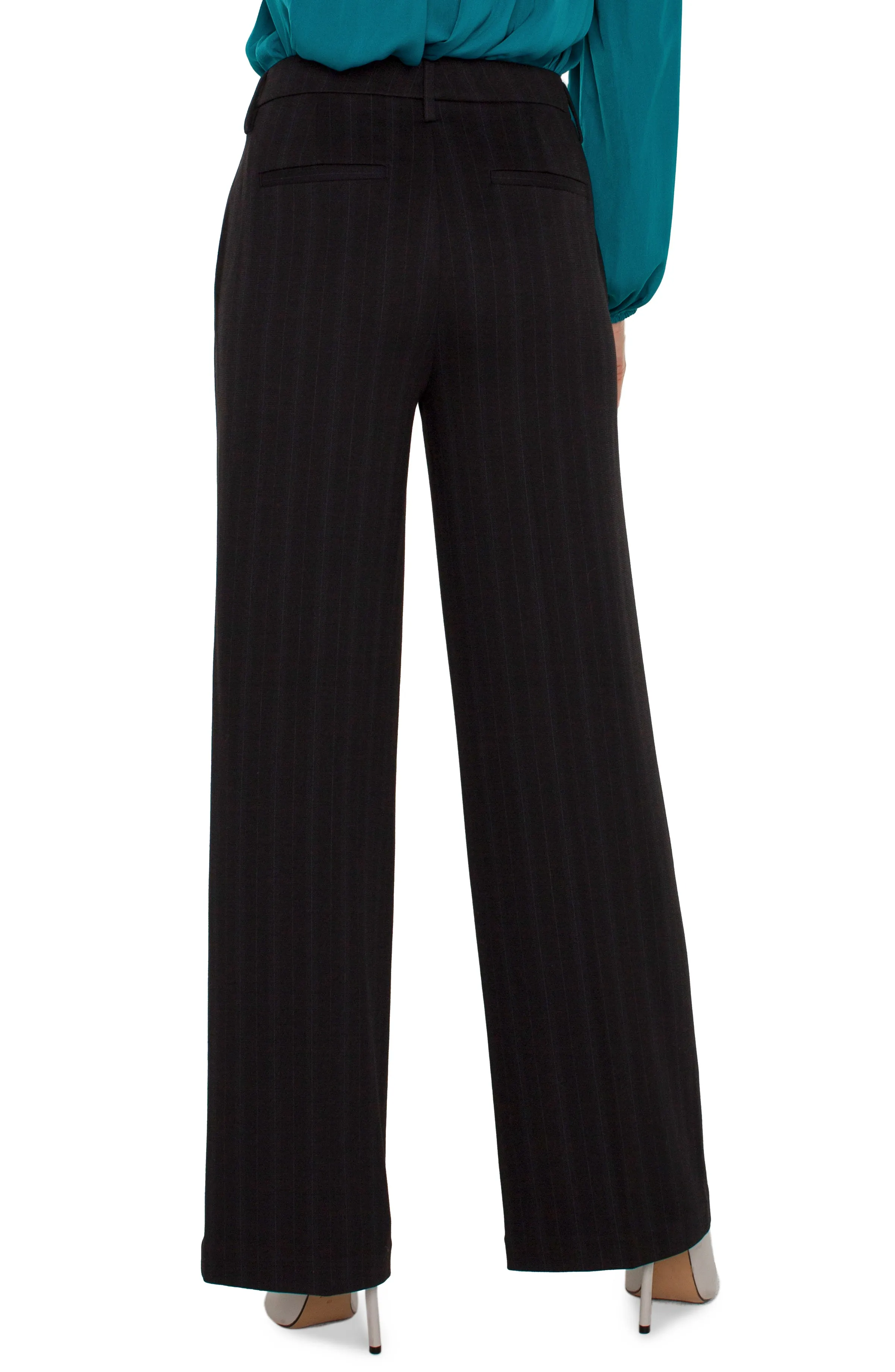 Liverpool Kelsey Wide Leg Trouser In Dark Forest Pinstripe