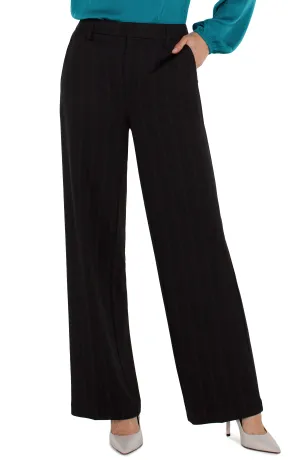 Liverpool Kelsey Wide Leg Trouser In Dark Forest Pinstripe