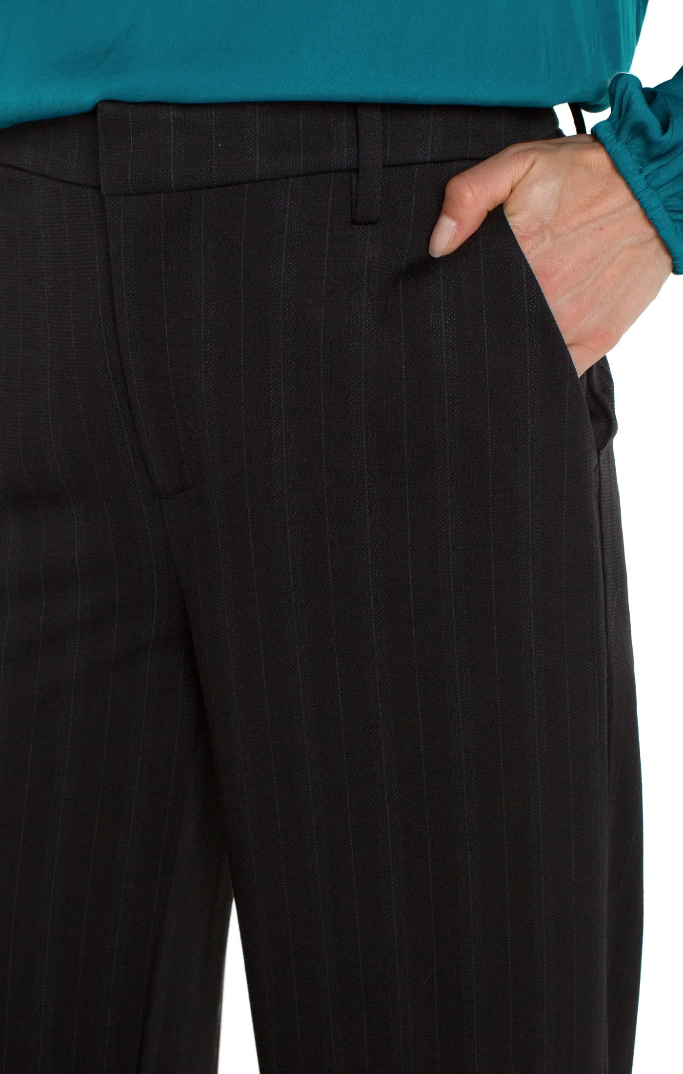 Liverpool Kelsey Wide Leg Trouser In Dark Forest Pinstripe
