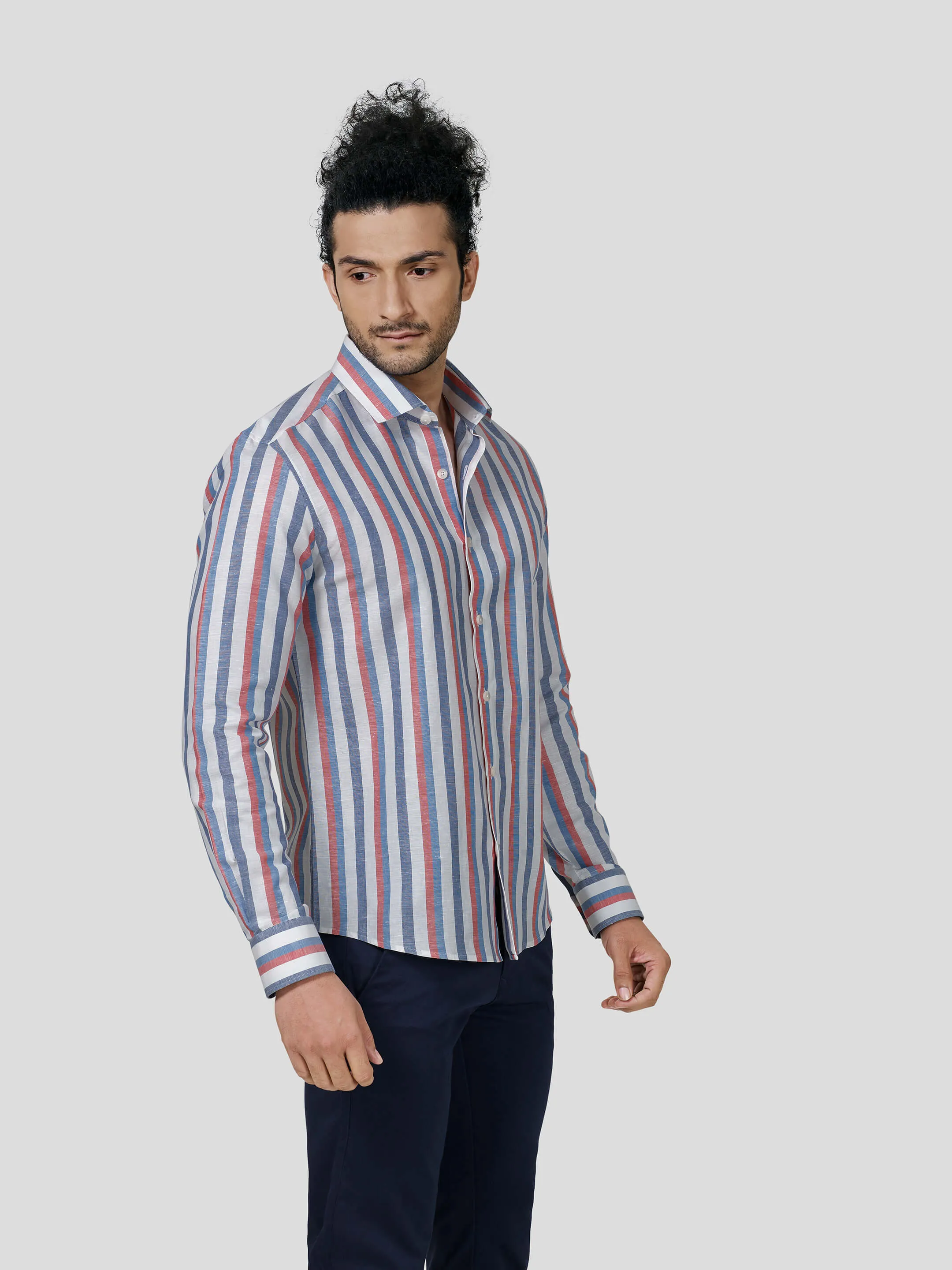 Magnific Full Sleeve Untuck Fit Stripe Shirt