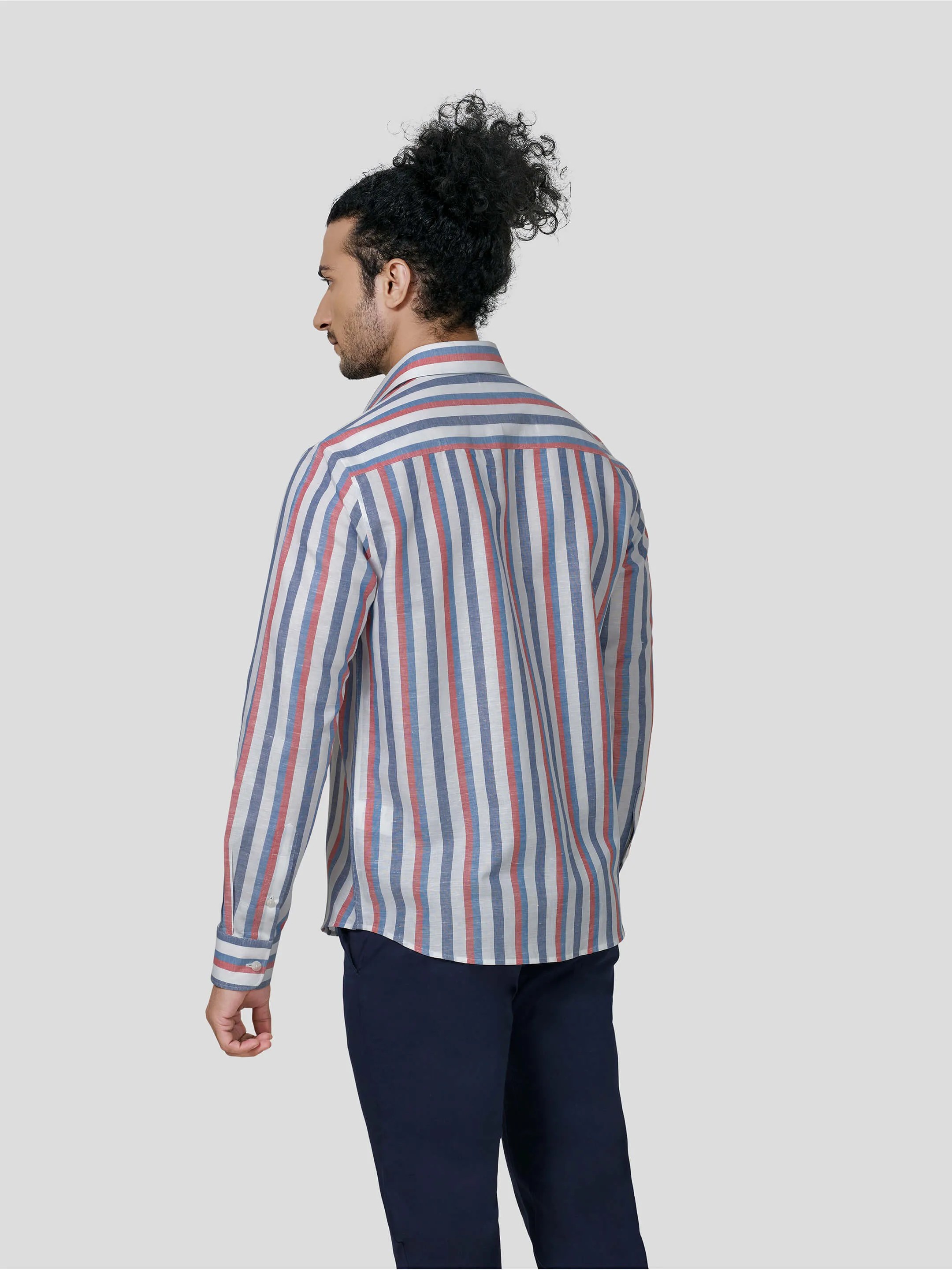 Magnific Full Sleeve Untuck Fit Stripe Shirt