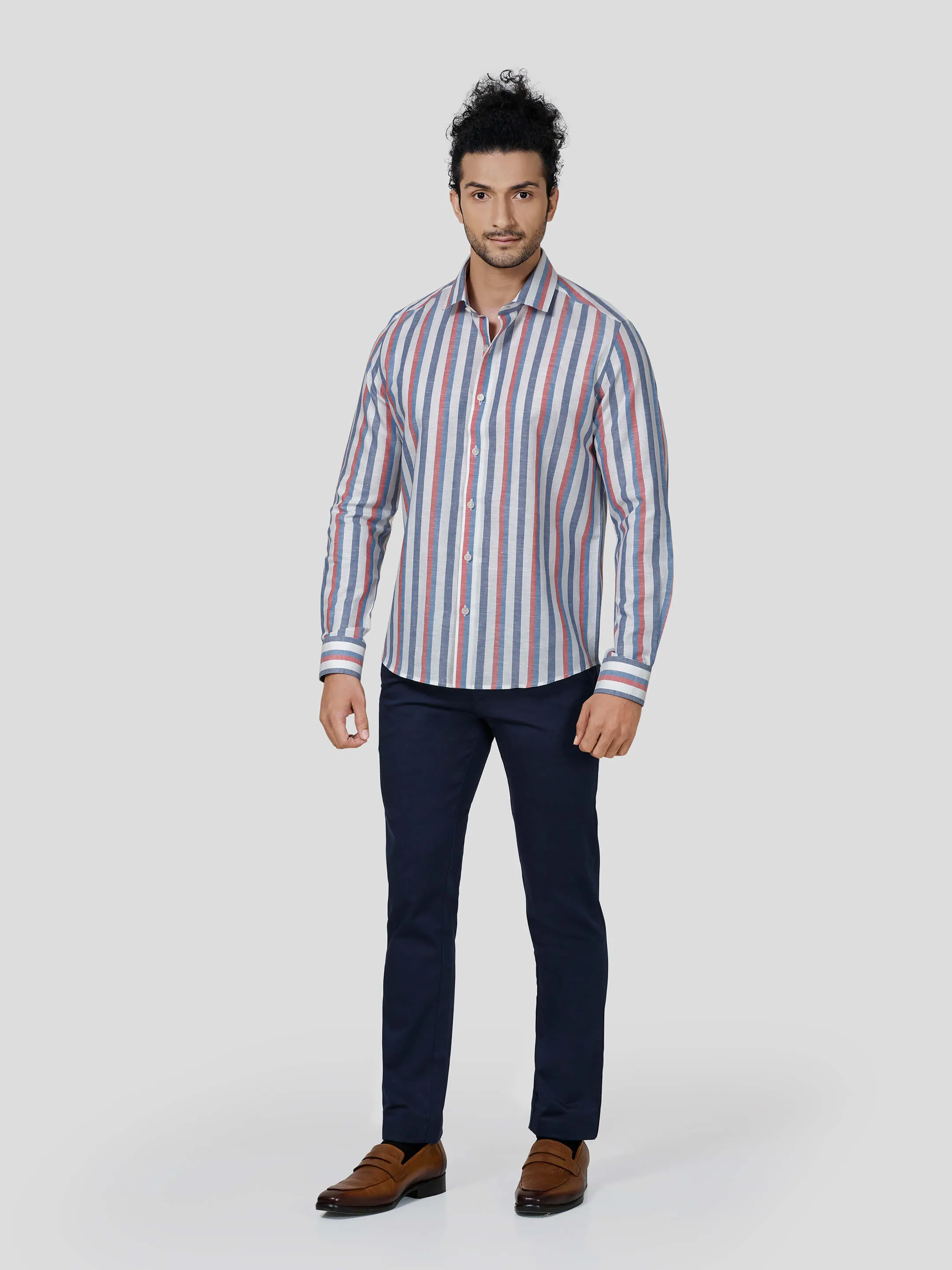 Magnific Full Sleeve Untuck Fit Stripe Shirt