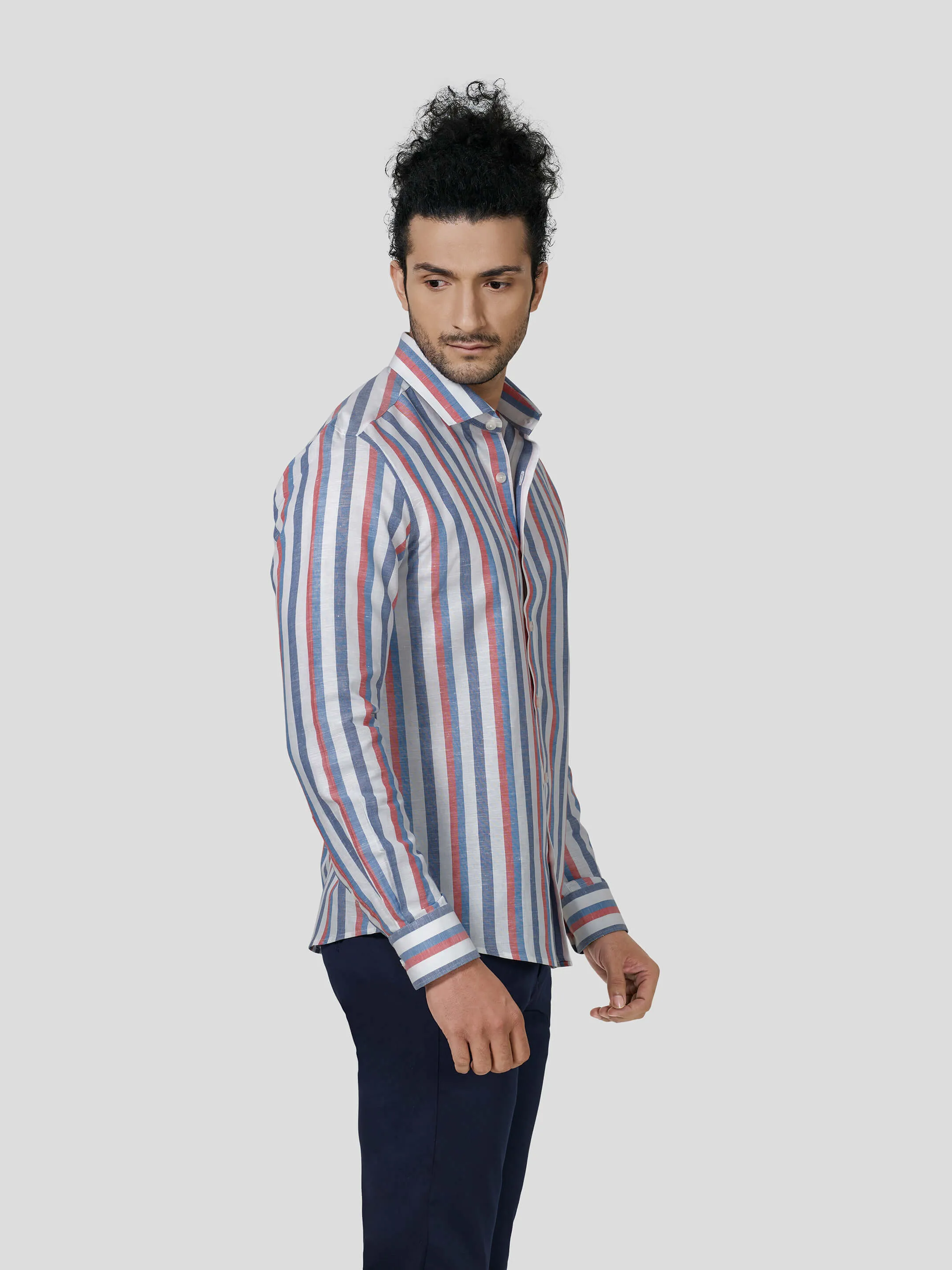 Magnific Full Sleeve Untuck Fit Stripe Shirt