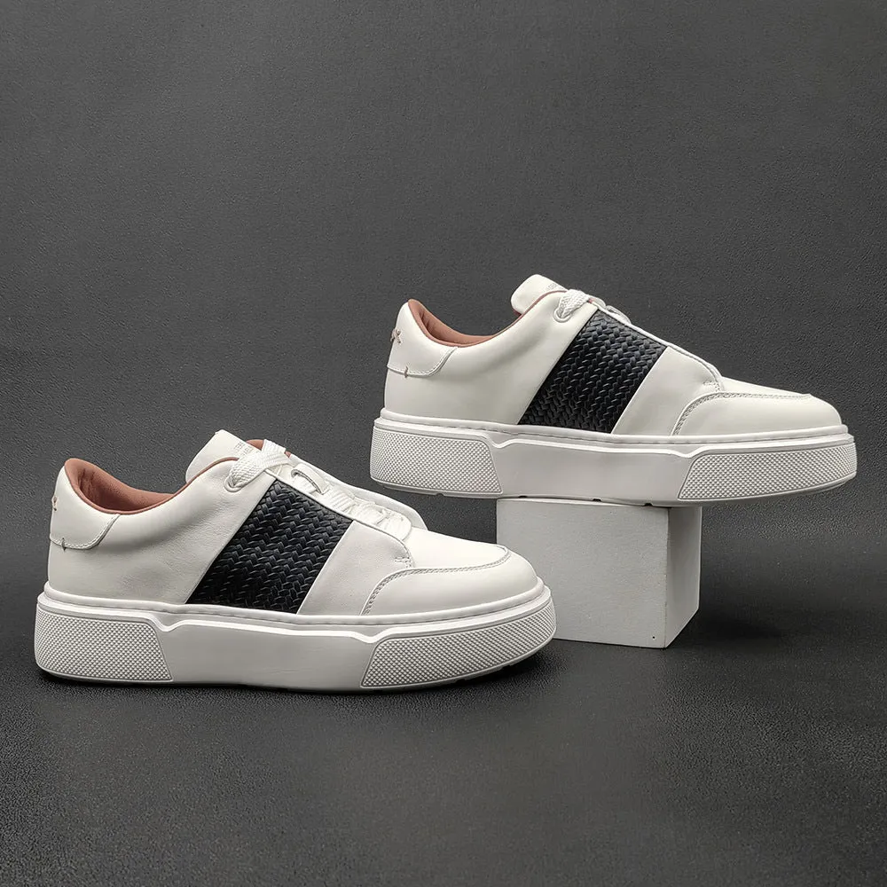 Men Minimalist Fashion Leather Flat Casual Sneakers