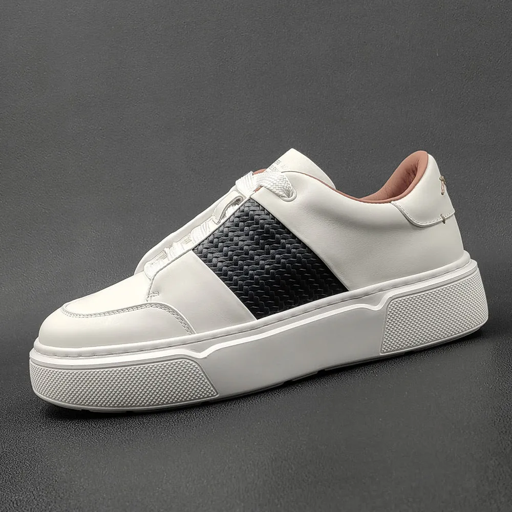 Men Minimalist Fashion Leather Flat Casual Sneakers