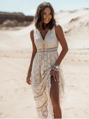 MICHELE™ - STYLISH V-NECK BOHO MIDI DRESS