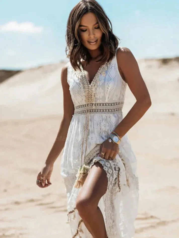 MICHELE™ - STYLISH V-NECK BOHO MIDI DRESS