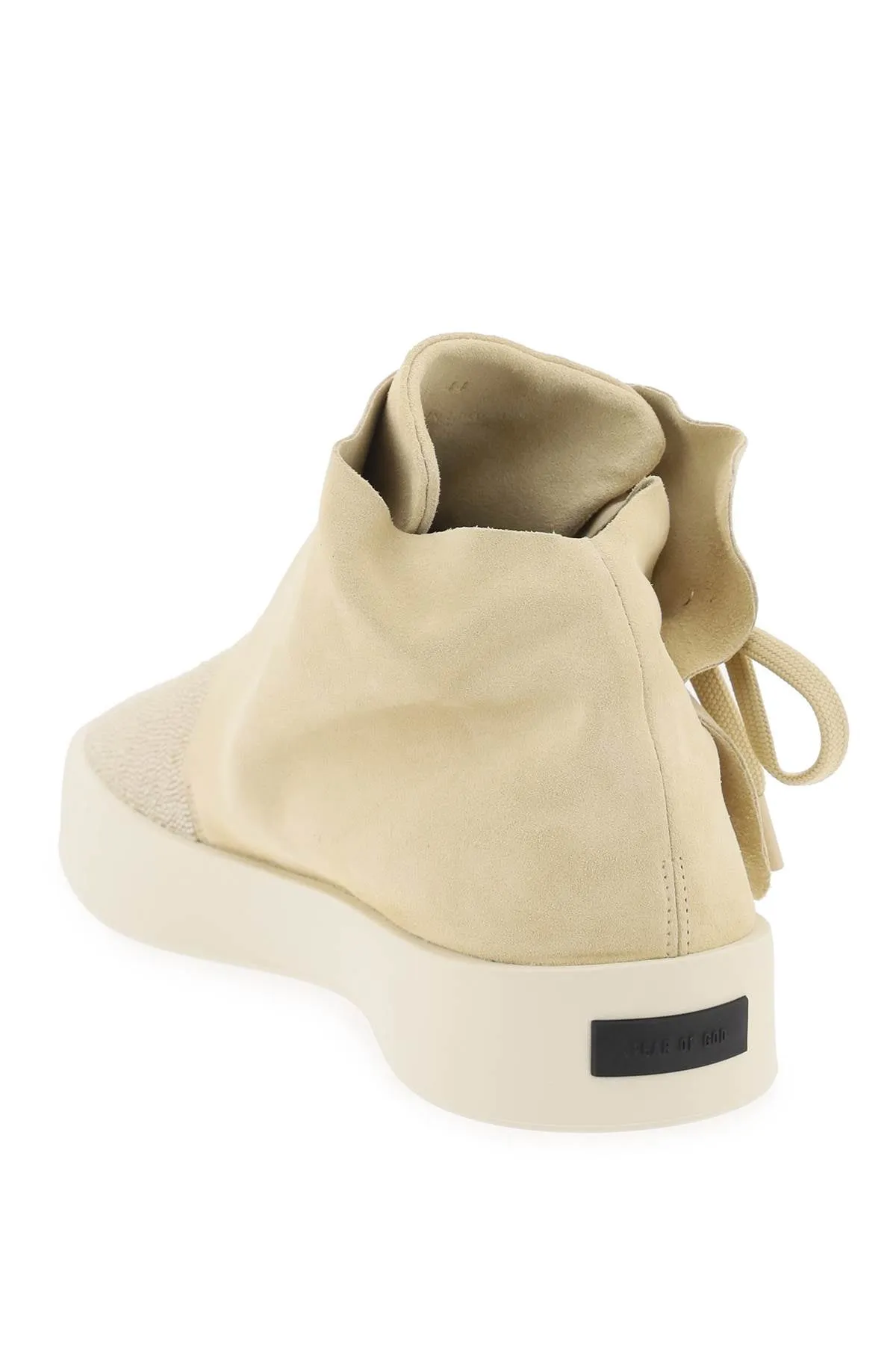 MID-TOP SUEDE AND BEAD SNEAKERS.