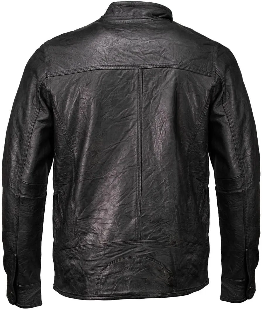 Milwaukee Leather SFM1866 Men's Classic Black Premium Leather Motorcycle Style Jacket with Zipper Front