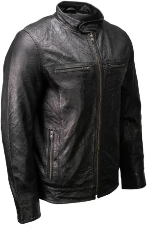 Milwaukee Leather SFM1866 Men's Classic Black Premium Leather Motorcycle Style Jacket with Zipper Front