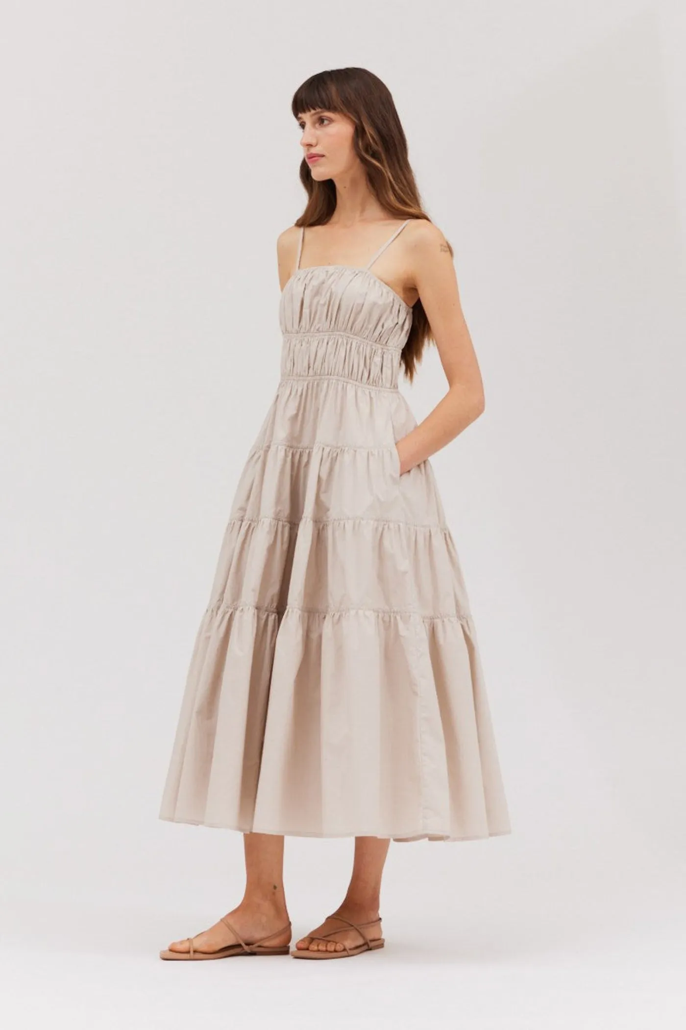 MORGAN TIERED MIDI DRESS