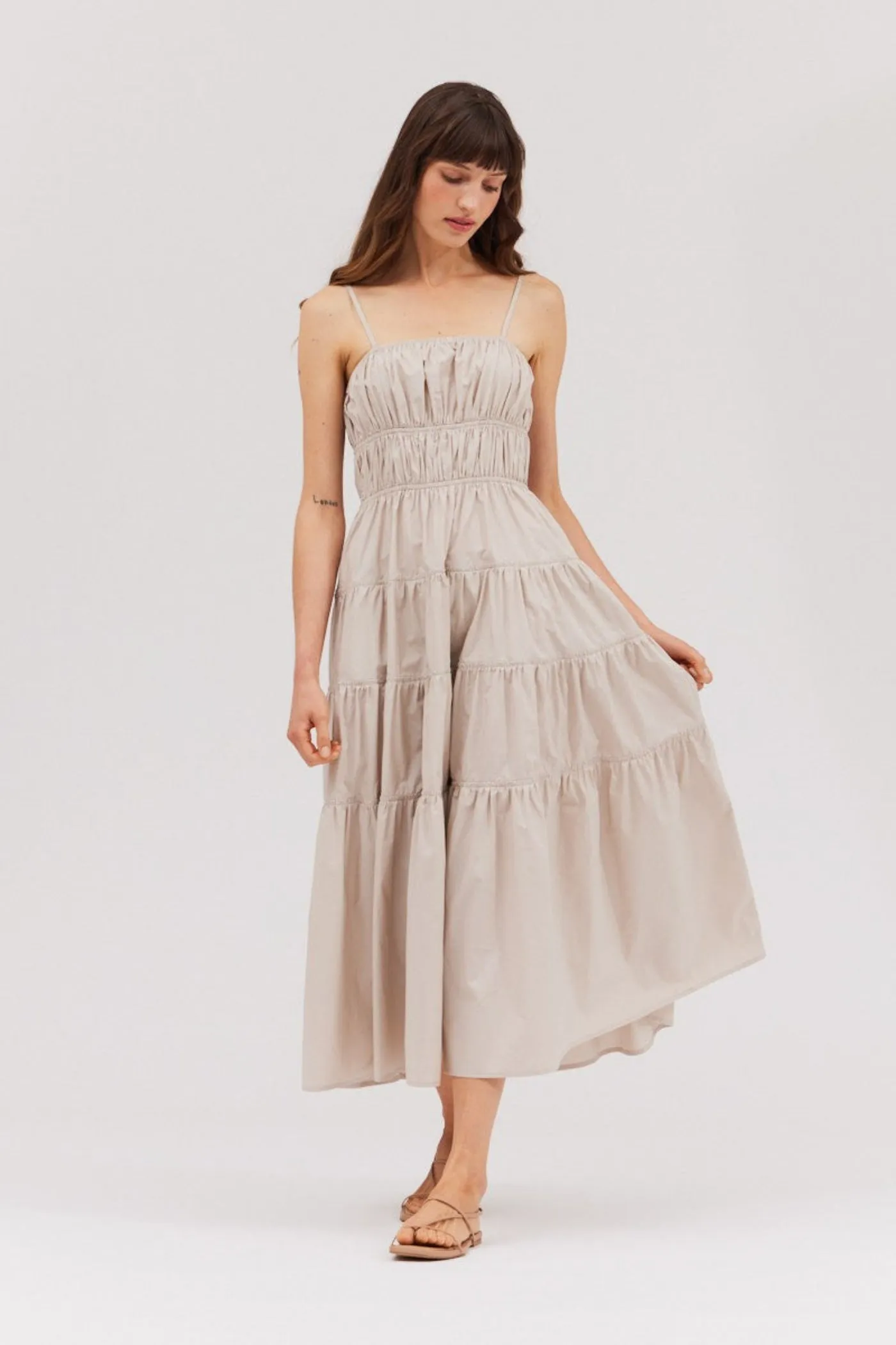 MORGAN TIERED MIDI DRESS