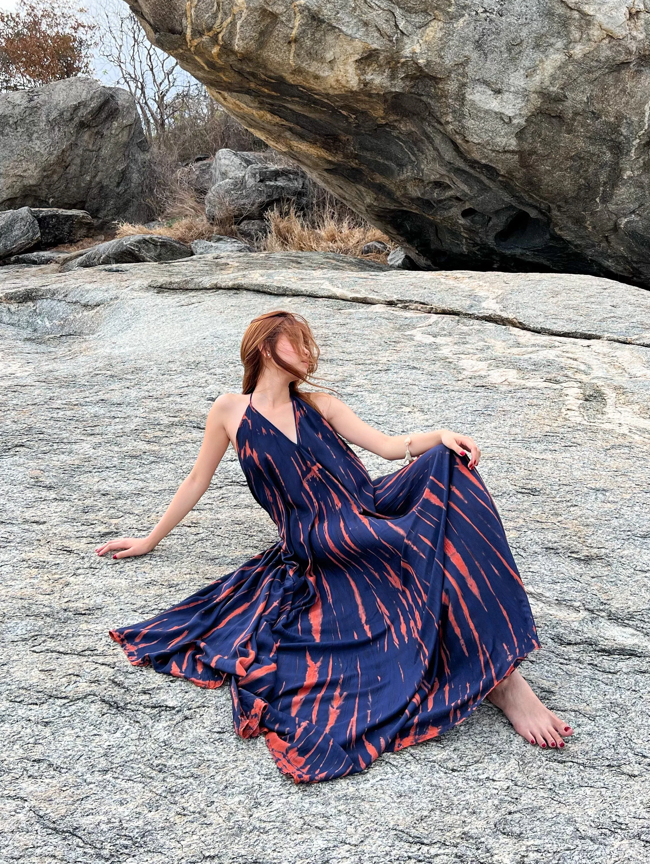 NOMAD Navy Tie-Dye Maxi Dress