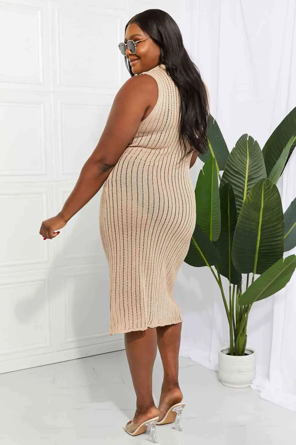 Openwork Johnny Collar Cover Up Dress for Stylish Summer