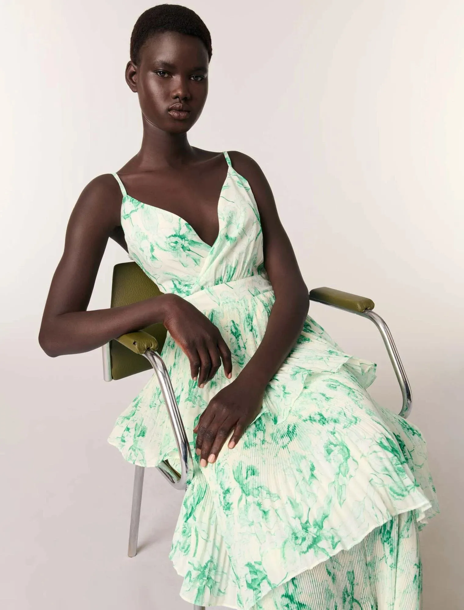 Patterned ruffled maxi dress