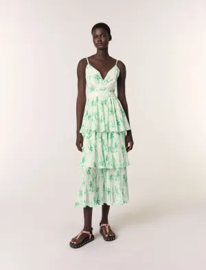 Patterned ruffled maxi dress