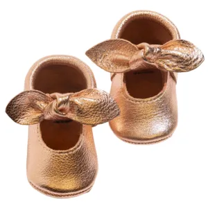 Rose Gold Knotted Bow Baby Shoe