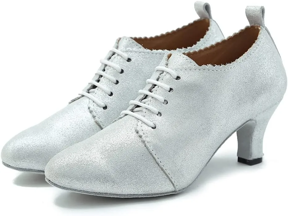 SWDZM Women Latin Dance Shoes Closed Toe Lace-up Ballroom Salsa Tango Teacher Practice Performance Dance Shoes,Model-KU-JT