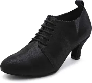 SWDZM Women Latin Dance Shoes Closed Toe Lace-up Ballroom Salsa Tango Teacher Practice Performance Dance Shoes,Model-KU-JT