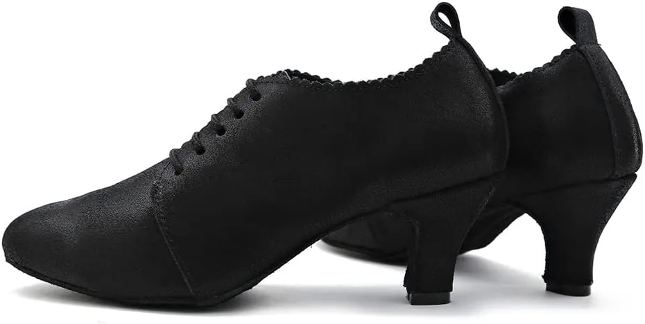 SWDZM Women Latin Dance Shoes Closed Toe Lace-up Ballroom Salsa Tango Teacher Practice Performance Dance Shoes,Model-KU-JT