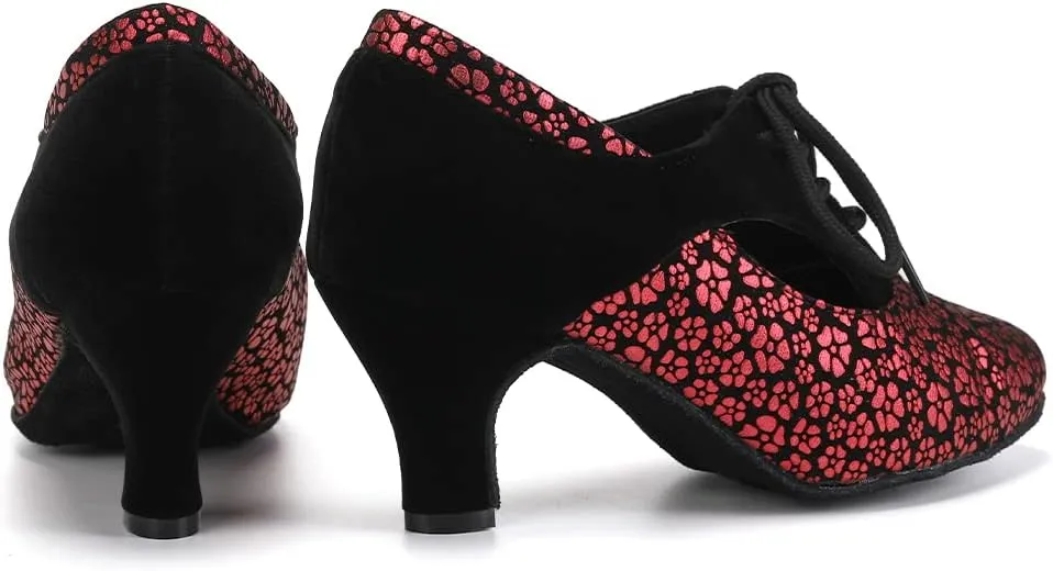 SWDZM Women Latin Dance Shoes Closed Toe Lace-up Ballroom Salsa Tango Teacher Practice Performance Dance Shoes,Model-KU-JT