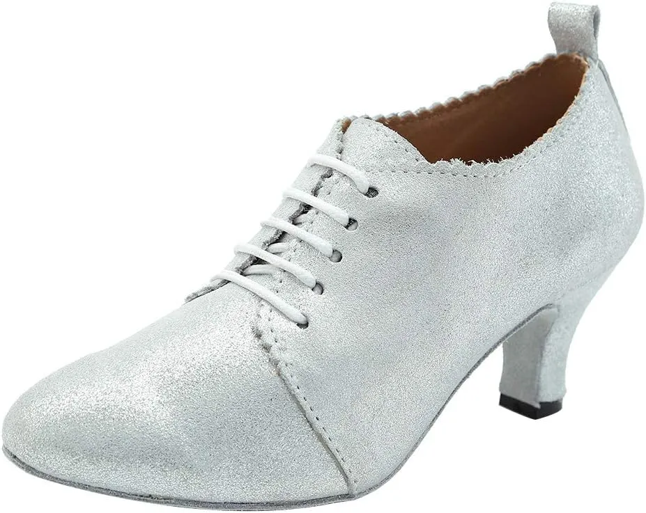 SWDZM Women Latin Dance Shoes Closed Toe Lace-up Ballroom Salsa Tango Teacher Practice Performance Dance Shoes,Model-KU-JT