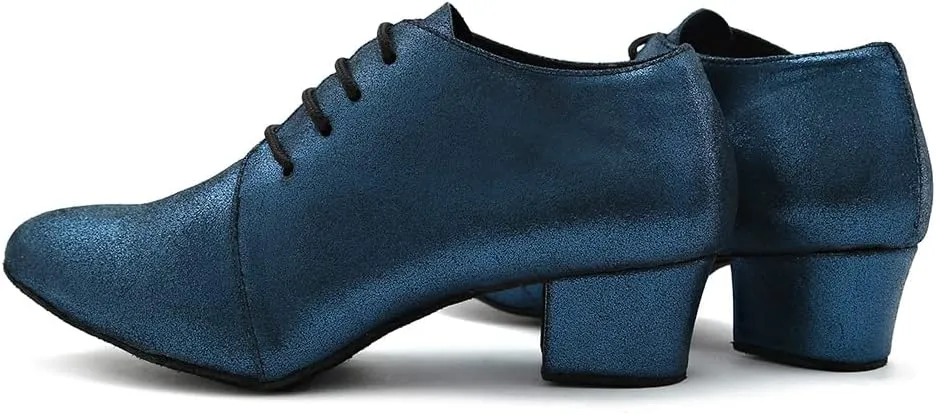 SWDZM Women Latin Dance Shoes Closed Toe Lace-up Ballroom Salsa Tango Teacher Practice Performance Dance Shoes,Model-KU-JT